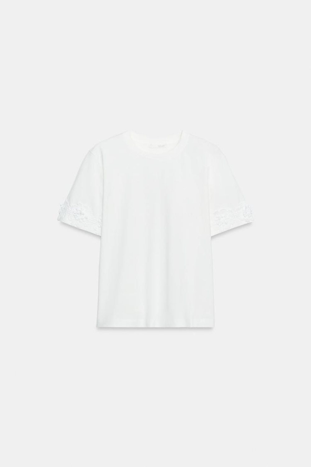 ZARA ФУТБОЛКА С ЦВЕТНОЙ ВЫШИВКОЙ, БЕЛЫЙ