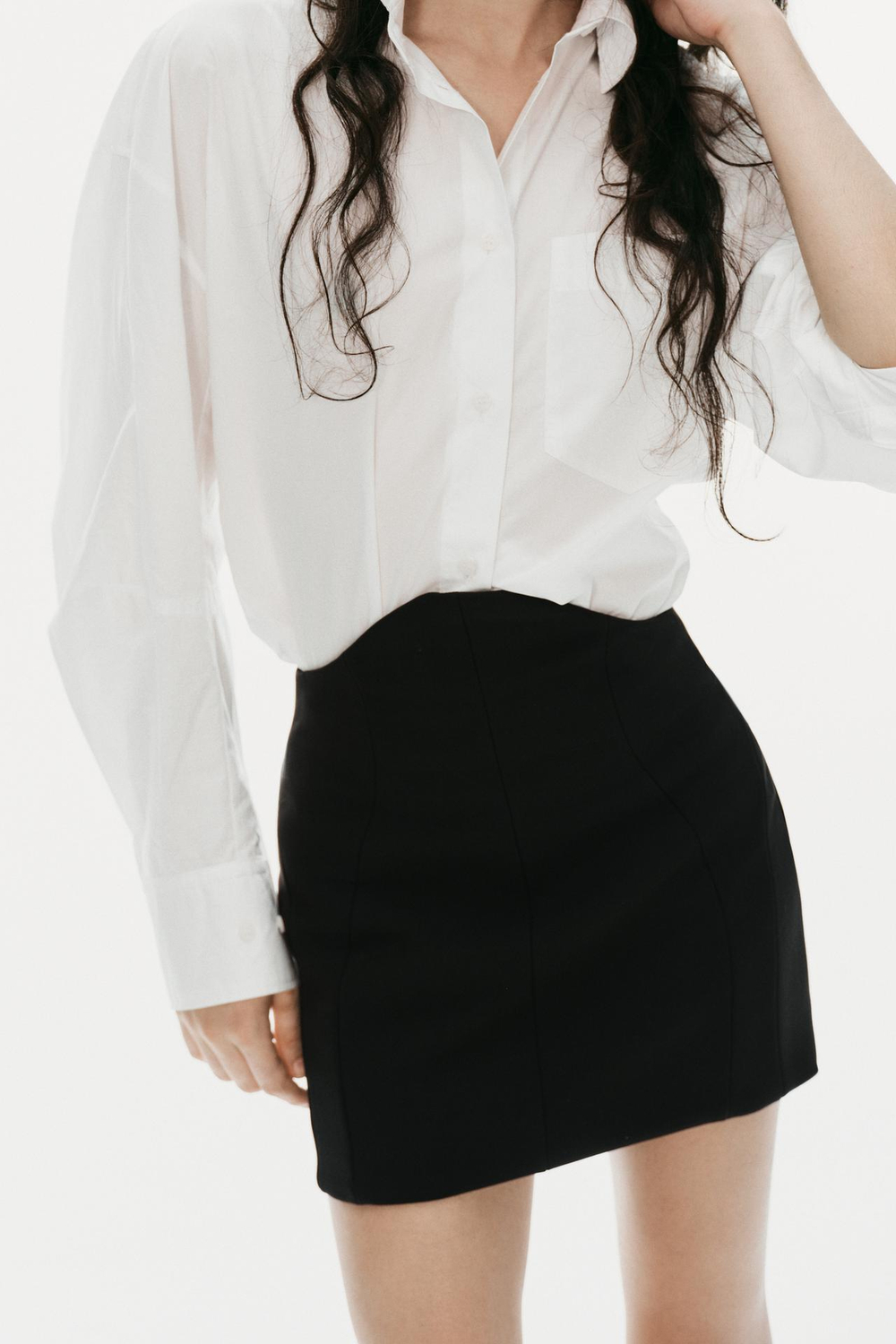 ZARA МИНИ-ЮБКА В КОРСЕТНОМ СТИЛЕ, ЧЕРНЫЙ