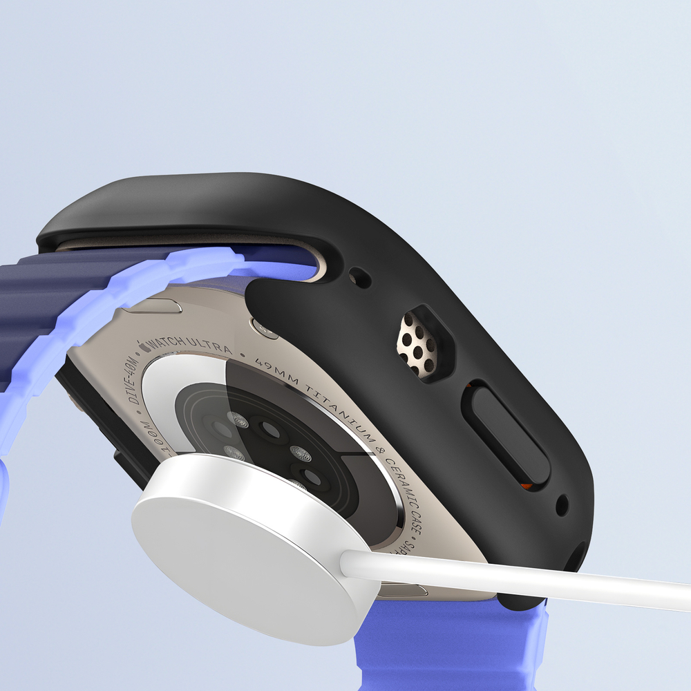 Чехол-бампер для часов Apple Watch Ultra 1 и 2 размер 49мм, черный с серой вставкой (Black/Gray) от Dux Ducis, серия Bamo Series Case
