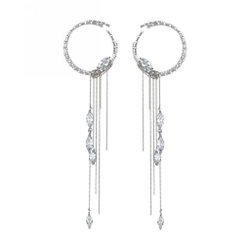 Серьги в форме круга с подвеской и цепочками — Caviar Jewellery, серебро