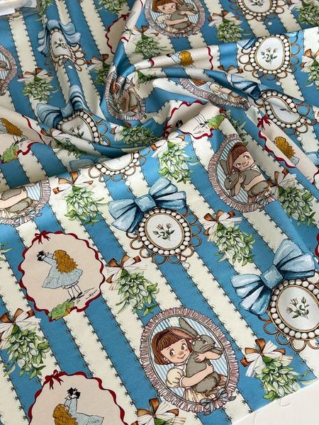 ДЕВОЧКА И КРОЛИК, отрез 1,2 м - 100% хлопок Handmade Fabrics 2
