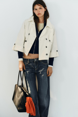 ZARA КОРОТКИЙ ЖАКЕТ НА ПУГОВИЦАХ, ЭКРЮ