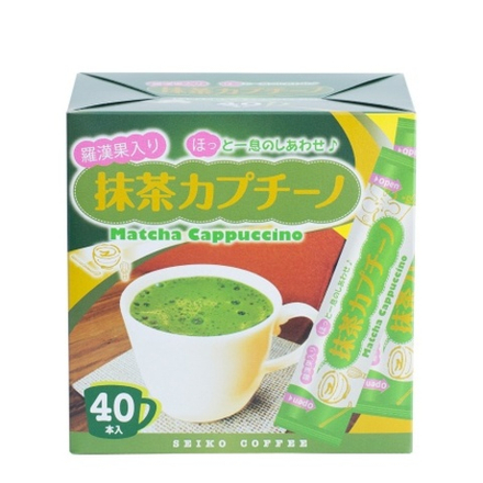 Чай растворимый Seiko Coffee зелёный матча капучино с монах-фруктом (40 шт/уп) к/к 480г
