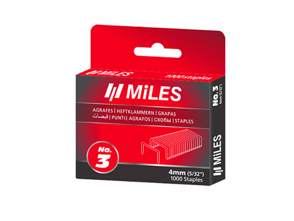Скобы для степлера ТИП №53 6х0,75 мм "Miles" (1000 шт.) Miles