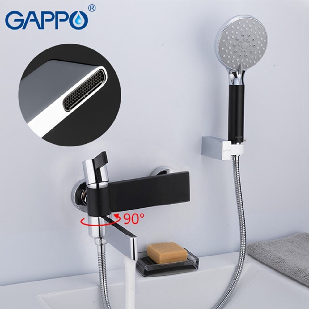 Смеситель для ванны GAPPO чёрный G3281