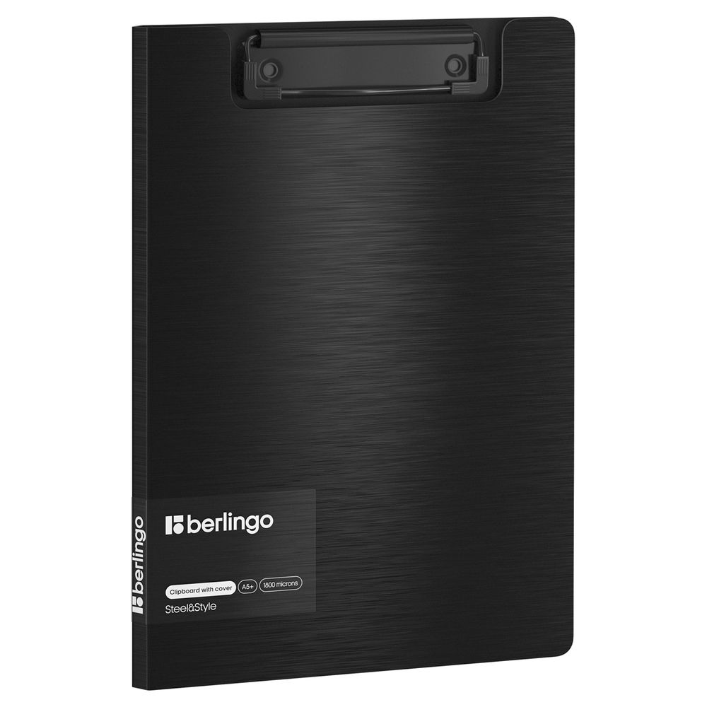 Папка-планшет с зажимом Berlingo Steel&Style, А5+, пластик, черная,