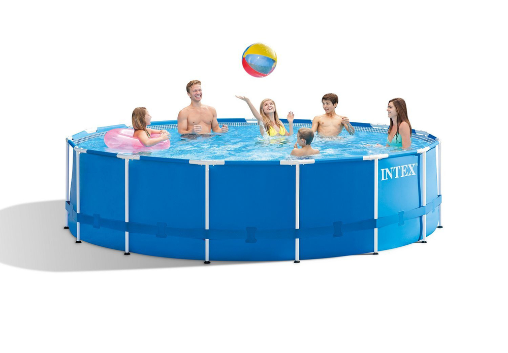 Бассейн каркасный Intex Metal Frame каркасный 16805 л/фильтр-насос 3785 л/ч/лестница/тент