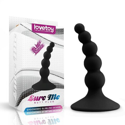 Черный анальный стимулятор с шариками Lure me Beaded Anal Plug - 10,3 см. (Цвет: черный)