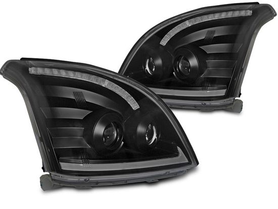 Передние фары Tube Light для Toyota Land Cruisre Prado 120 (03-09) динамические черные