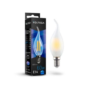Светодиодная лампа свеча на ветру Crystal Candle wind matt 6W 4000K E14 (7026) VG10-CW2E14cold6W-F матовая Voltega