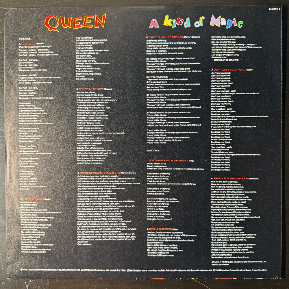 Queen ‎– A Kind Of Magic (Европа 1986г.)