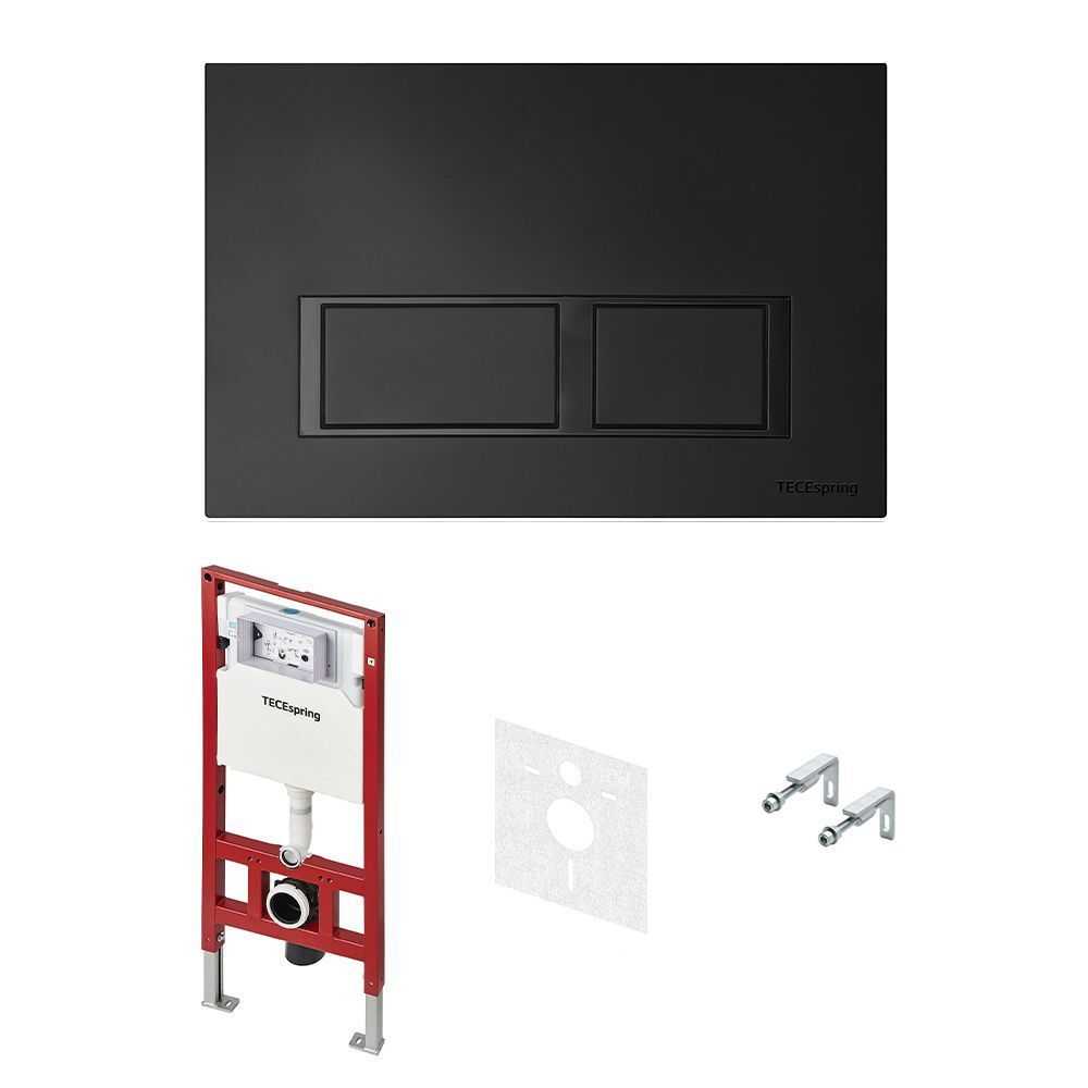 Инсталляция Tece Spring S401204, пластиковая панель смыва TECEspring V, черная матовая