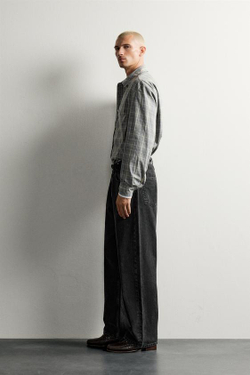 ZARA ДЖИНСЫ LOOSE FIT В ПОЛОСКУ, ЧЕРНЫЙ