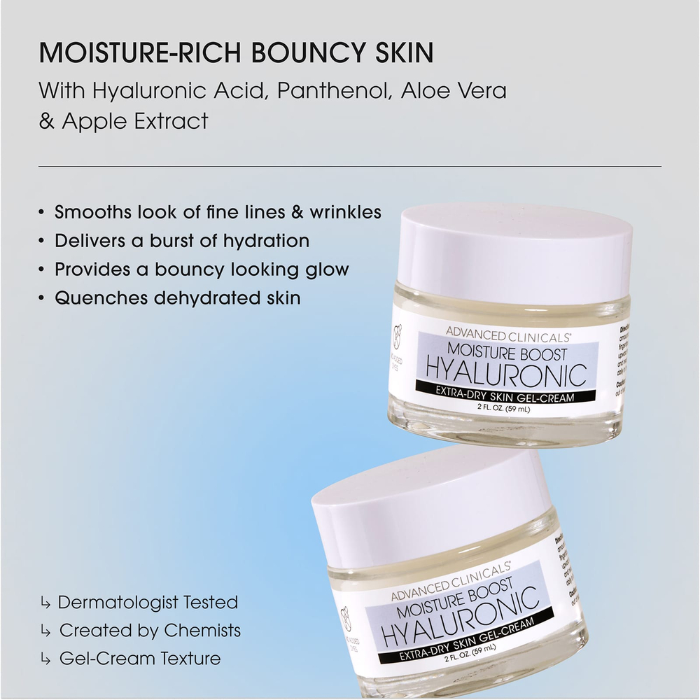 Advanced Clinicals, Moisture Boost Hyaluronic, крем-гель для очень сухой кожи, 2 жидк. унция (2 жидк. унции)