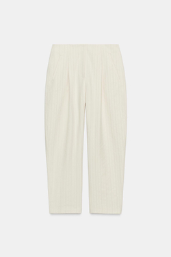 ZARA БРЮКИ BARREL В ПОЛОСКУ — ZW COLLECTION, ЭКРЮ