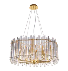 Люстра подвесная NewRgy 5702E/8A GOLD+CLEAR, 8×40 Вт, золотая и прозрачная