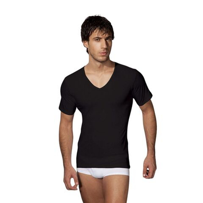 Классическая футболка из хлопка с V-образным вырезом Doreanse Cotton Basic (Размер: L) (Цвет: черный)