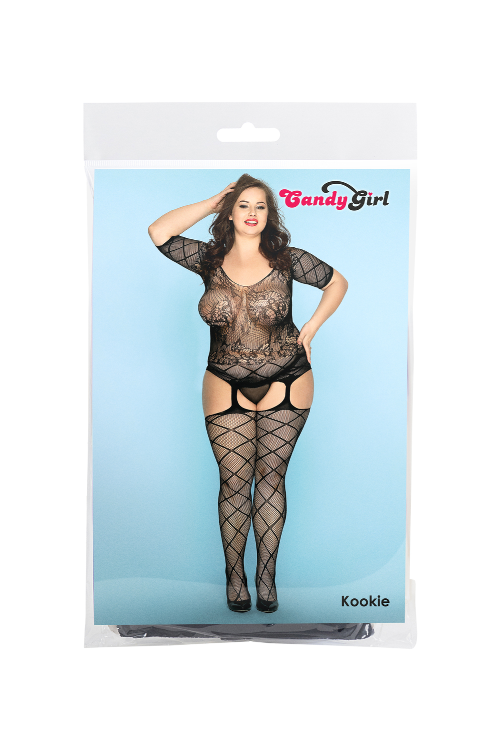 Костюм-сетка и стринги Candy Girl Kookie черные 2XL