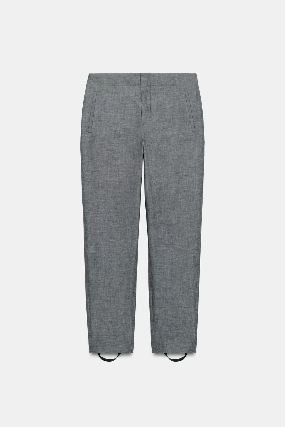 ZARA БРЮКИ СО ШТРИПКАМИ И ШЕРСТЬЮ — ZW COLLECTION, СЕРЫЙ МЕЛАНЖ