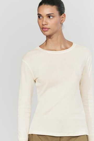 Massimo Dutti Футболка с длинными рукавами и манжетами, ванильный