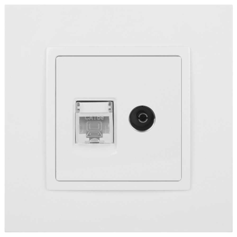 Розетка ЭРА Elegance 14-3110-01 RJ45+TV IP20 белый | Эра Elegance