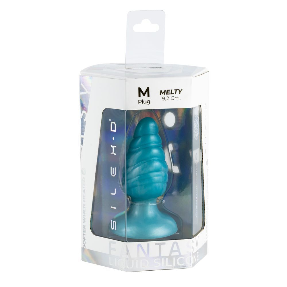 Бирюзовая анальная втулка SILEXD Fantasy Melty - 9,2 см. (Цвет: бирюзовый)