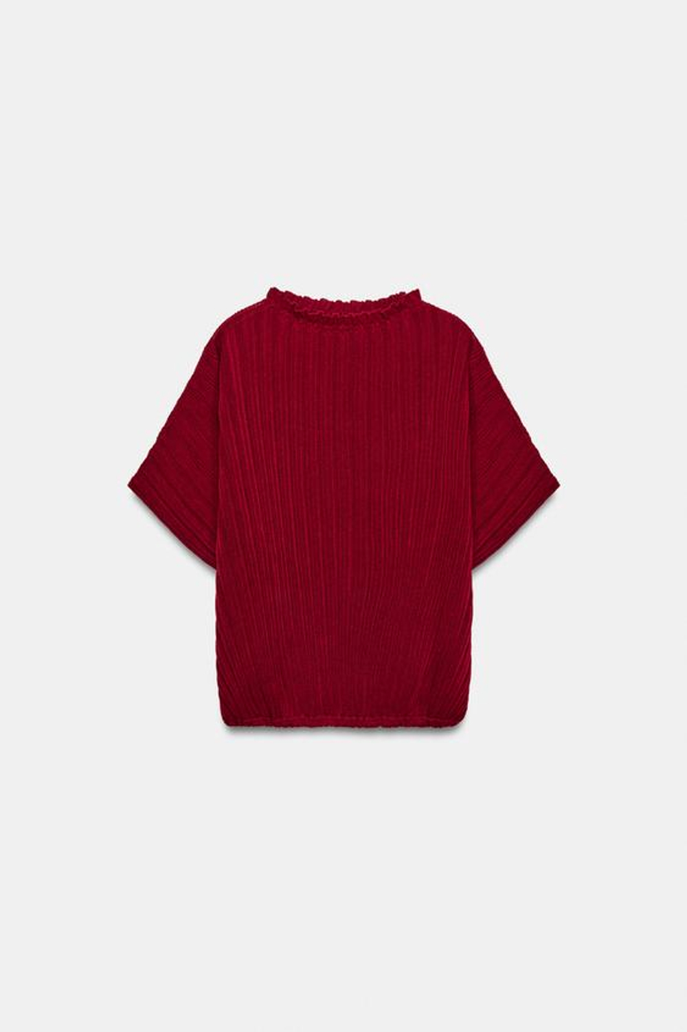ZARA ШИРОКИЙ ТОП ИЗ ТРИКОТАЖА В РУБЧИК, ТЕМНО-РОЗОВЫЙ