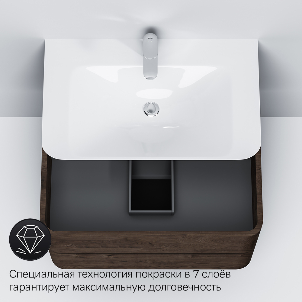 M30FHX0802TF Sensation, База под раковину, подвесная, 80 см, ящики, табачный дуб, текстурированная,