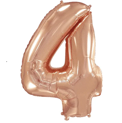 Шар фольга Цифра 4 Rose Gold Розовое Золото 102см с гелием