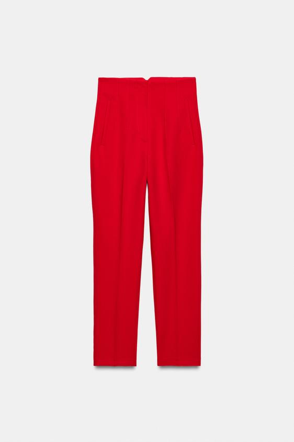 ZARA БРЮКИ С ВЫСОКОЙ ПОСАДКОЙ, ЯРКИЙ КРАСНЫЙ