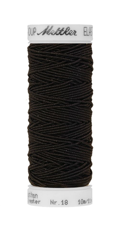 Нитки эластичные (резинка) Mettler Elastic 18 (10 м), 5 кат. | цв. 4000 черный