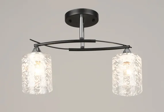 Люстра потолочная Rilon 2351/2 BK+CH, 2×40 Вт, хромированная и чёрная