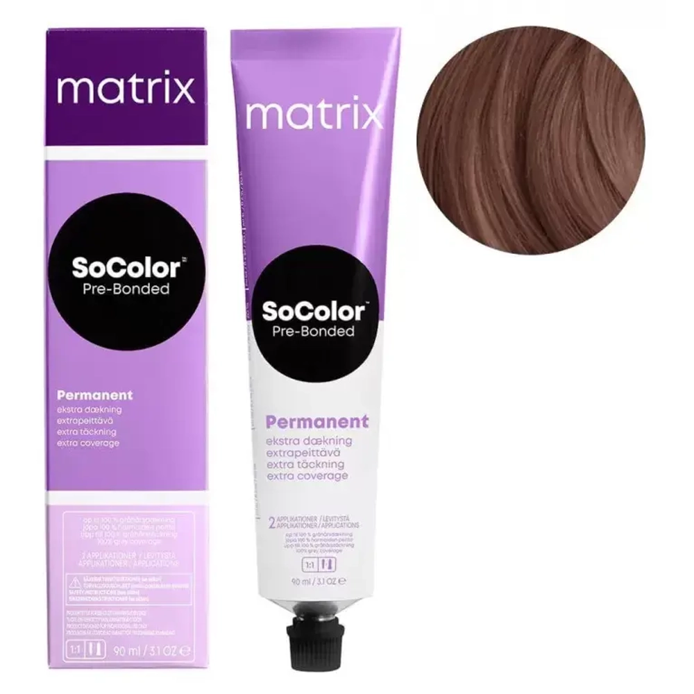 Matrix SoColor Pre-Bonded Крем-краска для седых волос 506BC Темный блонд коричнево-медный, 90мл