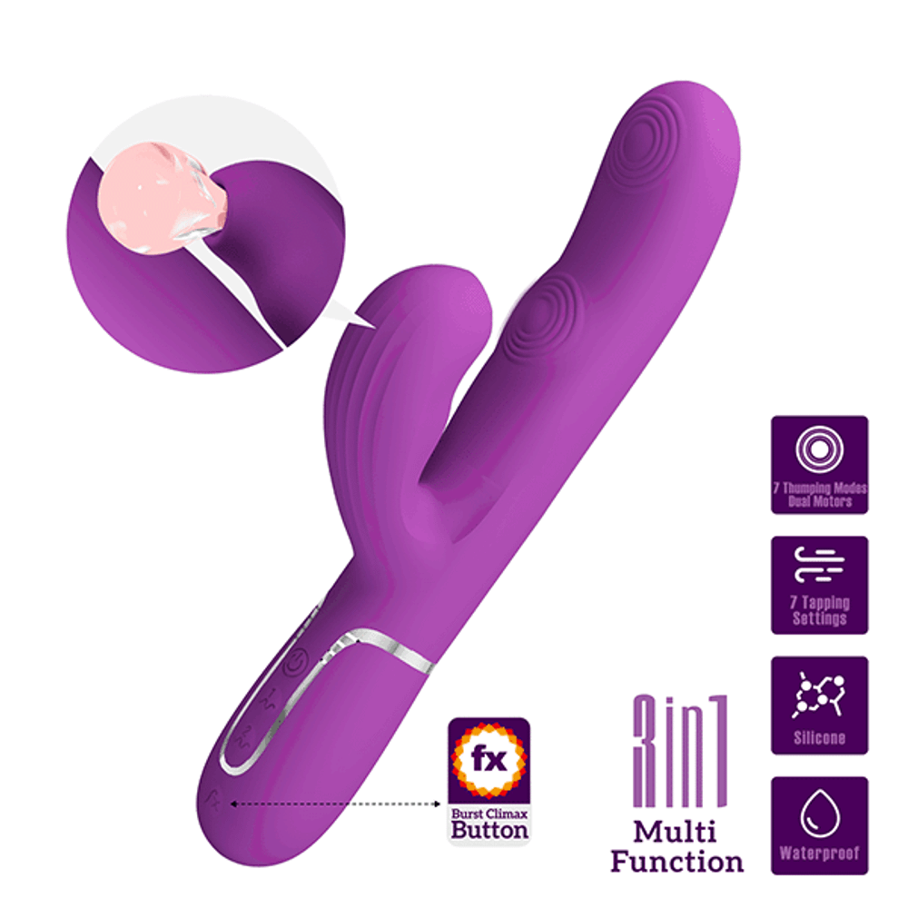 Фиолетовый вибратор-кролик 22,8см с пульсацией Pretty Love Perdita BW-500015-3