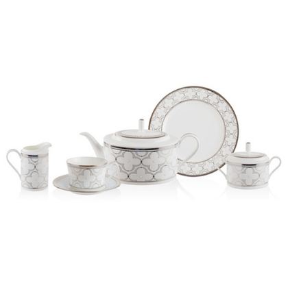 Сервиз чайный 21 предмет на 6 персон Noritake Трефолио с платиновым кантом