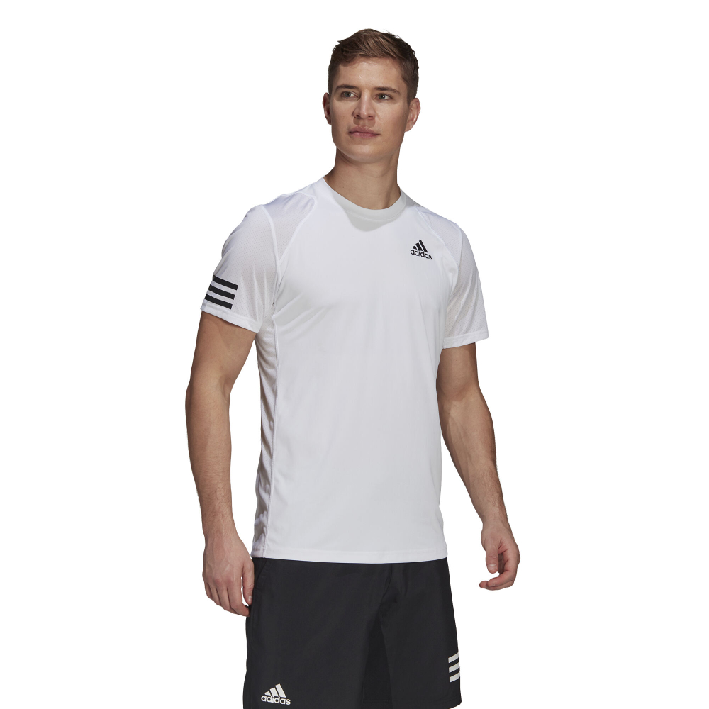 Мужское теннисное поло adidas Club 3 Stripes T-Shirt Men - White, Black