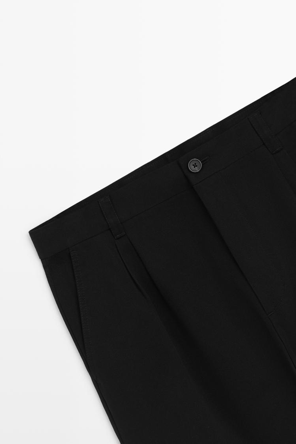 Massimo Dutti Брюки из 100% хлопка с двойными защипами, черный