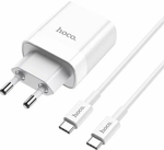 Сетевое зар. устр. Hoco C76A Pro с шнуром Type-C на Type-C 30W белое