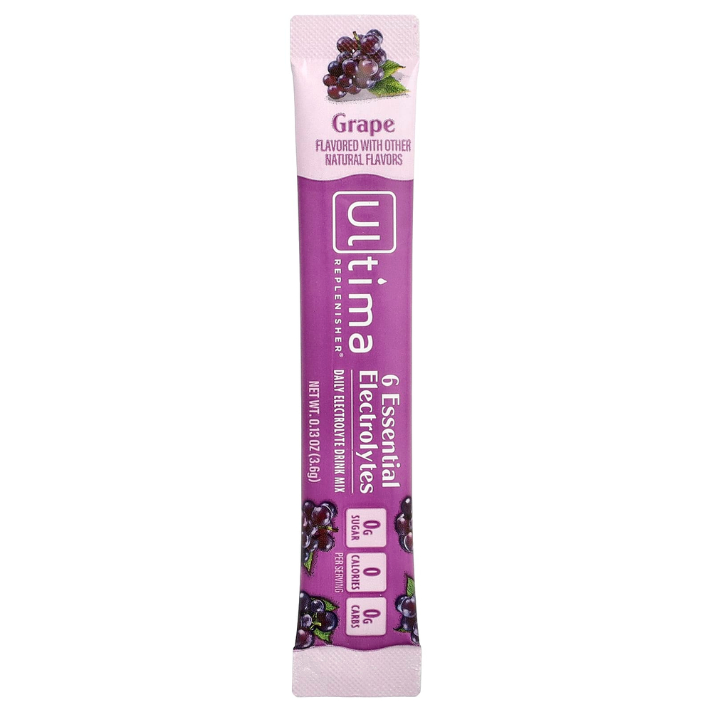 Ultima Replenisher, 6 Essential Electrolytes, смесь для приготовления электролитического напитка для ежедневного приема, со вкусом винограда, 20 стиков по 3,6 г (0,13 унции)
