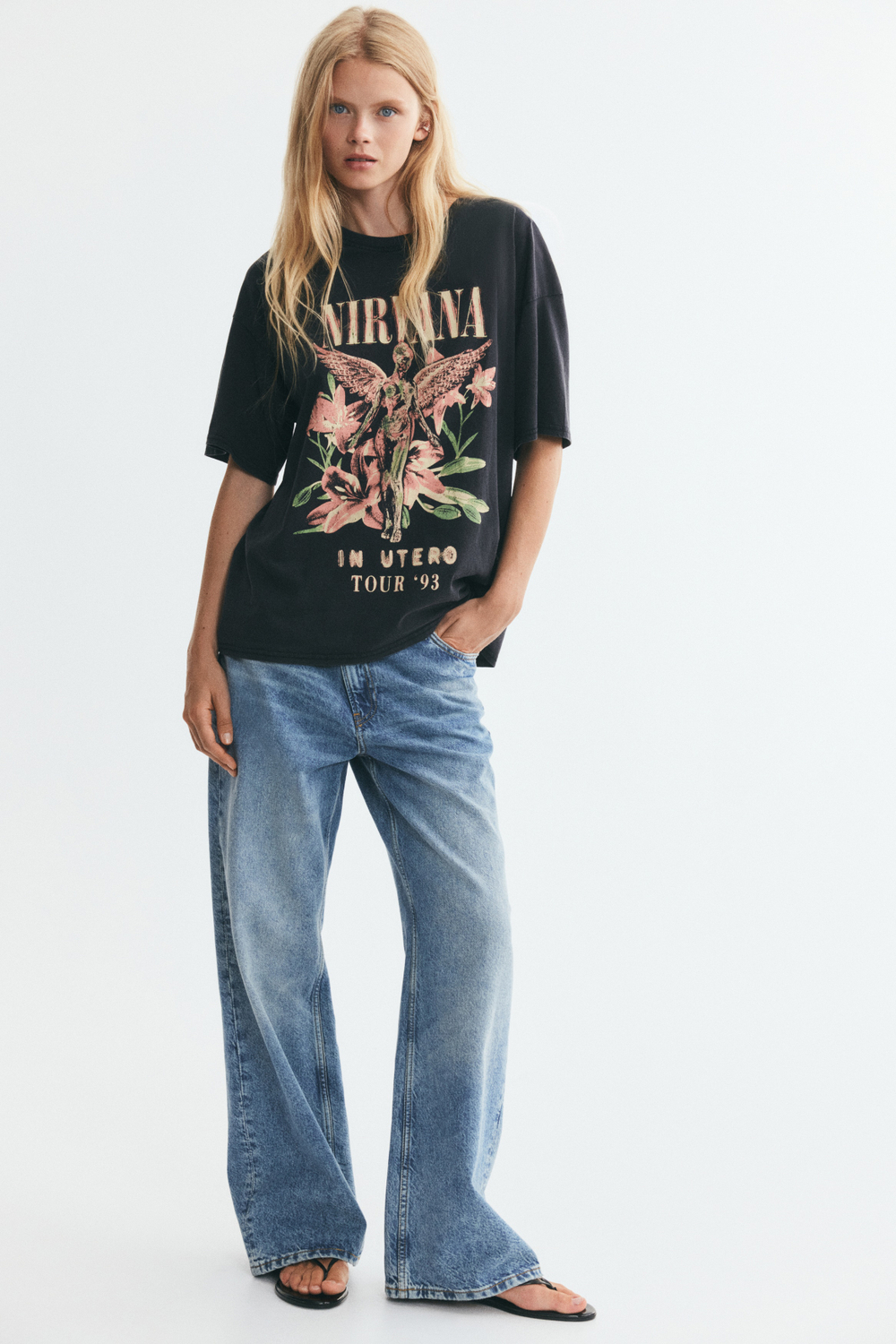 Футболка оверсайз с принтом — Кремовый/Nice - H&M