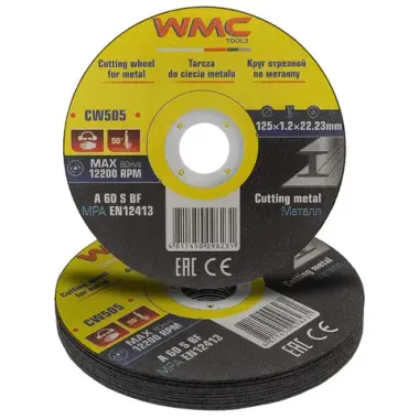 Круг отрезной абразивный 125x1.2x22.2мм ( К-т 10шт) WMC TOOLS WMC-CW505(10шт к-т)