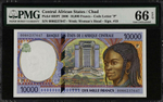 ЧАД, 2000, 10000 ФРАНКОВ [СЛАБ PMG 66 EPQ GEM UNC]