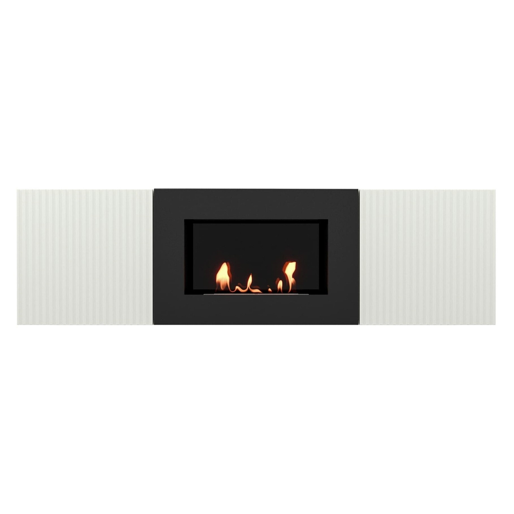 Каминокомплект: Тумба с биокамином Firelight BFP/P-1400L белая+набор керамических дров ель