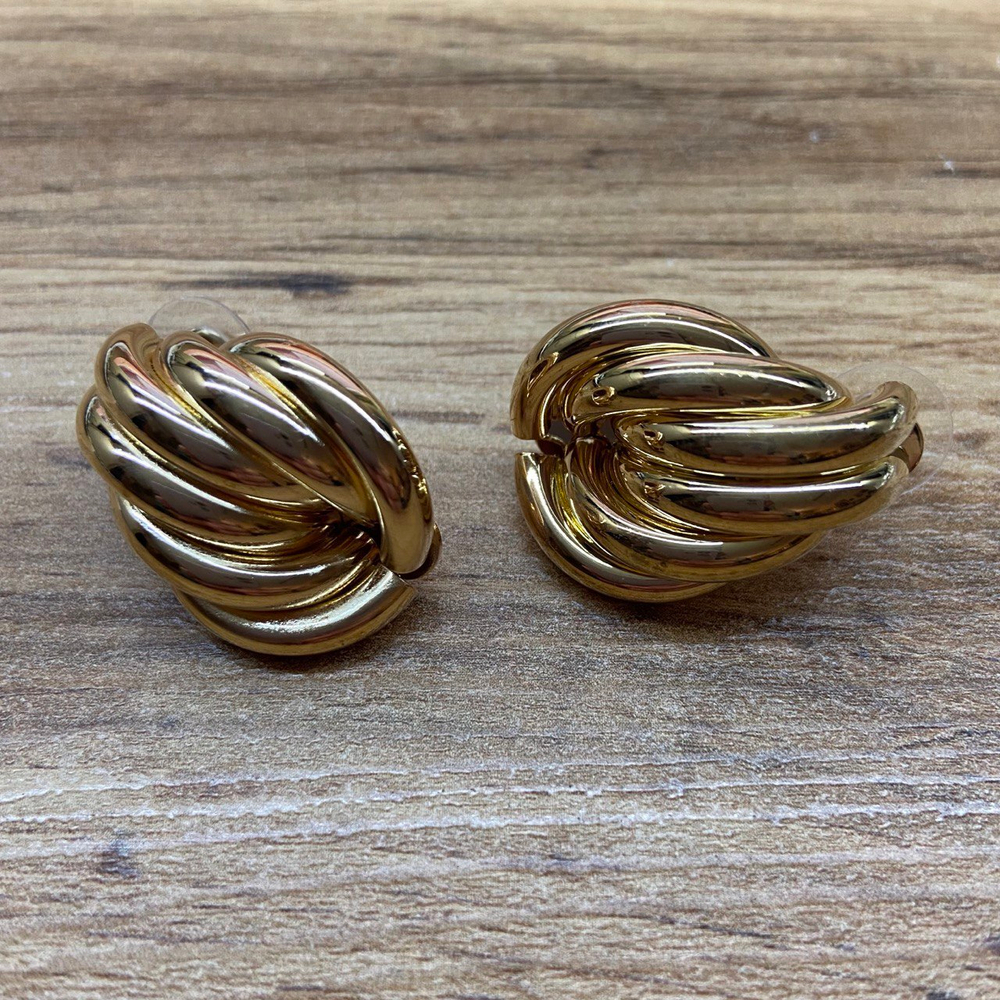 Серьги Fashion сплетение колец капля цвет золотистый матовый 2х3 см