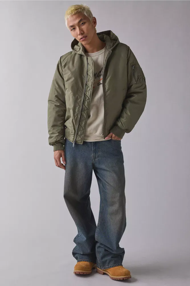 Бомбер Alpha Industries MA-1 Hooded Logo Oxford OG-107 Green (Зеленый)