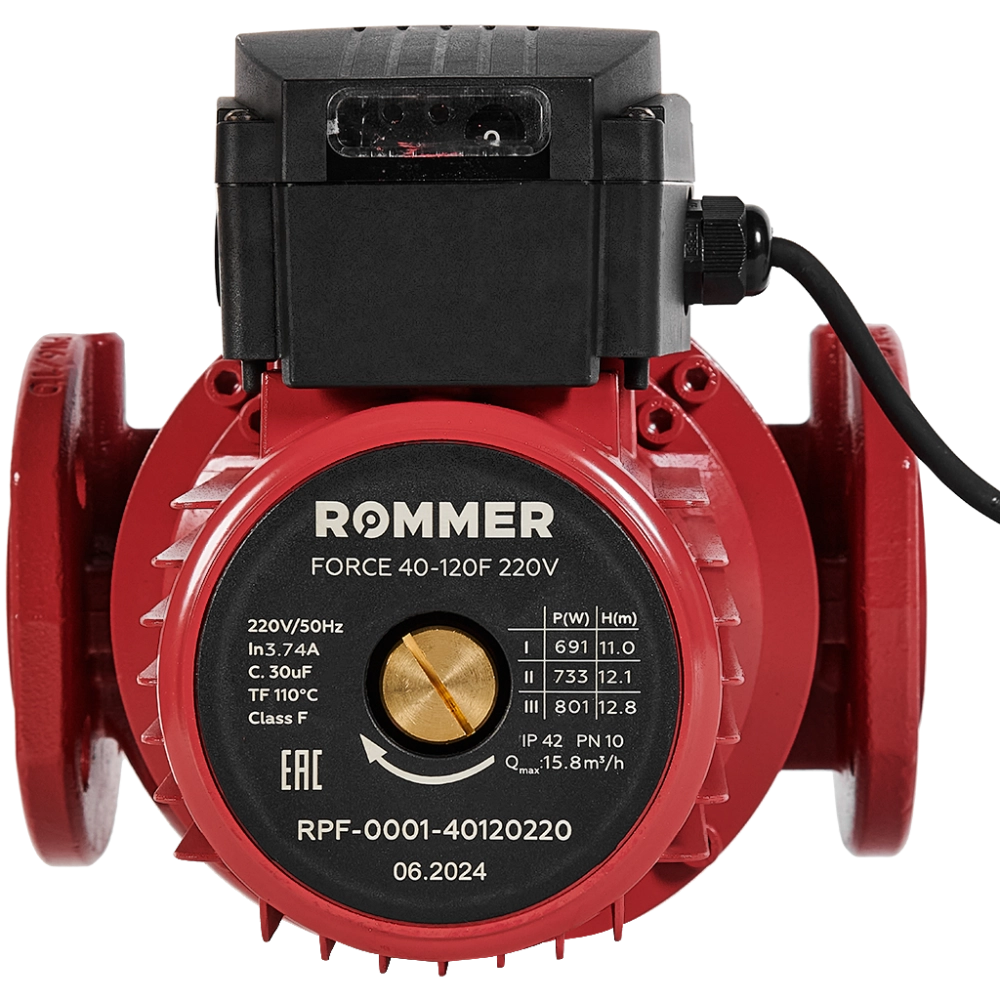 ROMMER Насос циркуляционный FORCE фланцевый трехскоростной 40-120F 220V