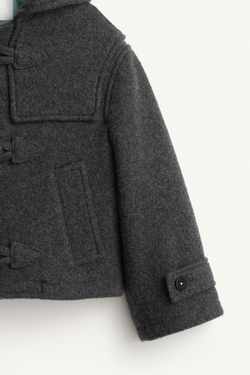 ZARA ПАЛЬТО С КАПЮШОНОМ, СЕРЫЙ