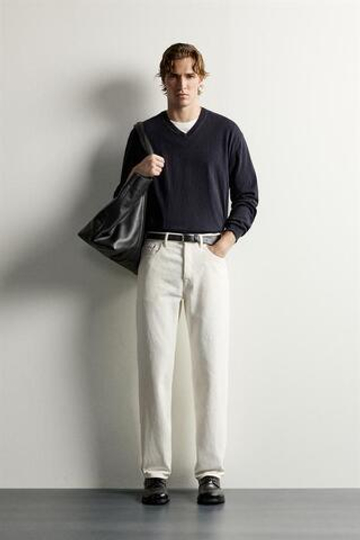 ZARA ДЖИНСЫ STRAIGHT LEG, ЖЕЛТОВАТО-БЕЛЫЙ