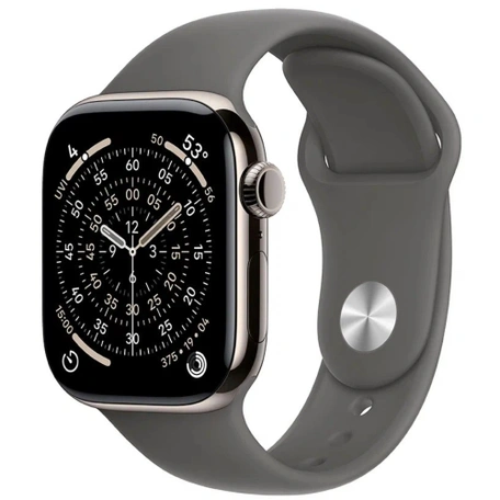 Умные часы Apple Watch S11 LTE 42 мм Natural Titanium Case with Stone Grey Sport Band - S/M