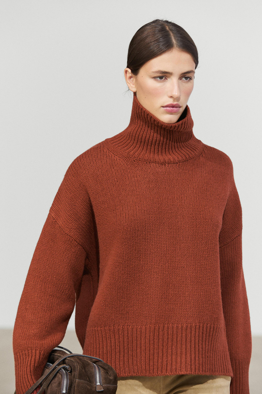 Massimo Dutti Свитер оверсайз из 100% шерсти, жжено-оранжевый